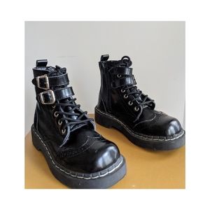 Anarchic Black Leather Combat Boots